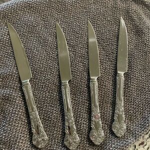 Reed & Barton Polished Silver Stainless Dinner Knives - Set of 4